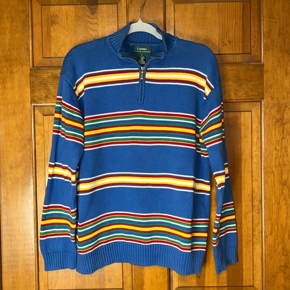 Lauren Ralph Lauren Other - Lauren Ralph Lauren blue quarter zip collared sweater multicolored stripes